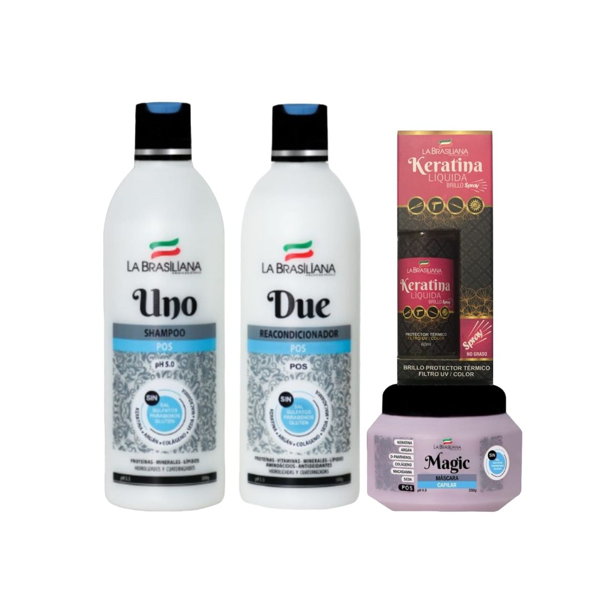 LA BRASILIANA - Kit La Brasiliana - UNO + DUE + Mascara MAGIC 250g + Protector térmico