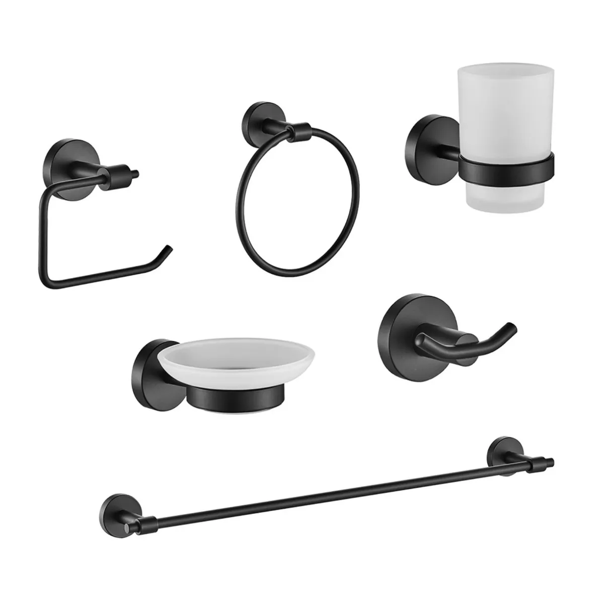 GENERICO - Acesorios para Baño Kit 6 Piezas Negro 72201
