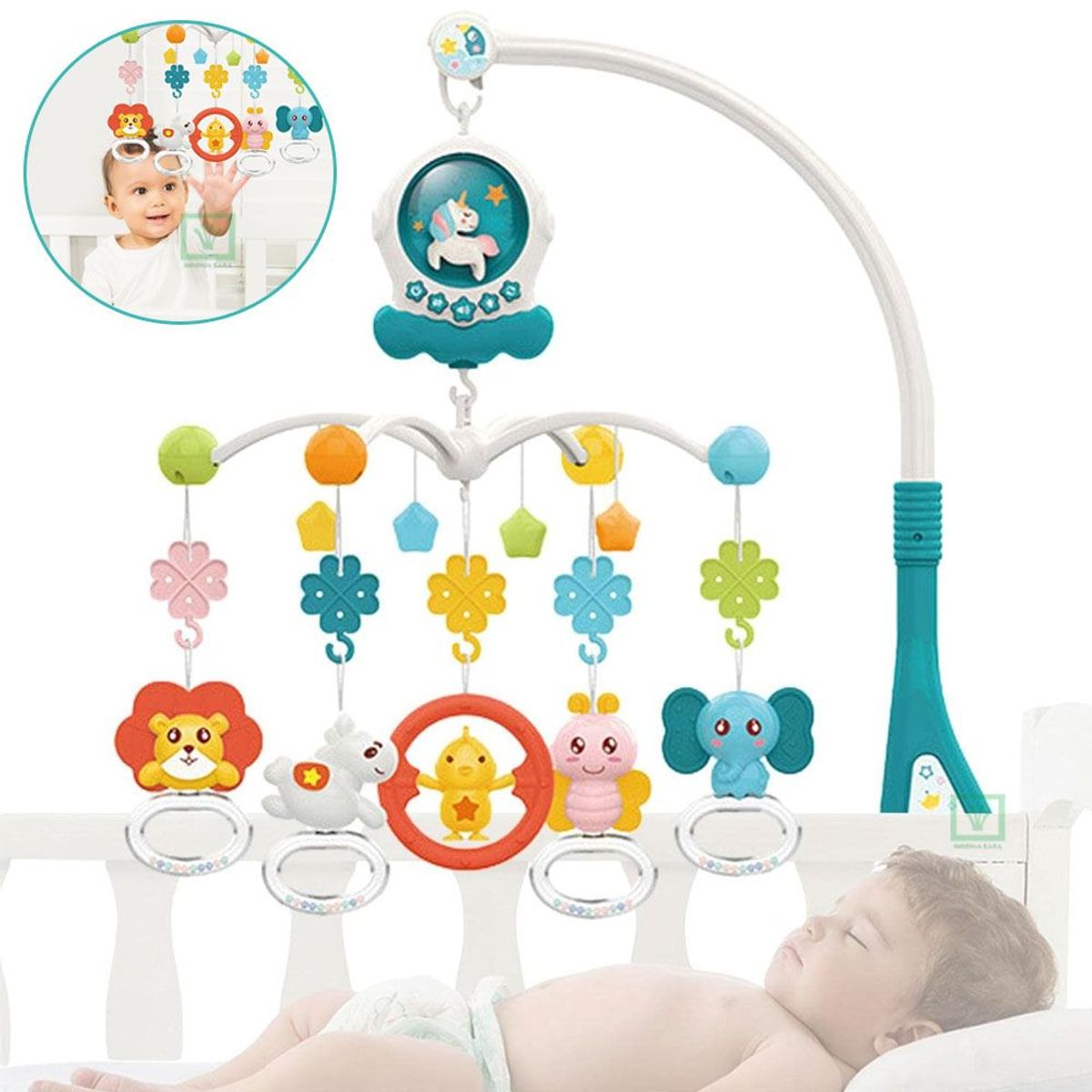 HUANGER - Movil Musical para Cuna Unicornio Azul HE0311