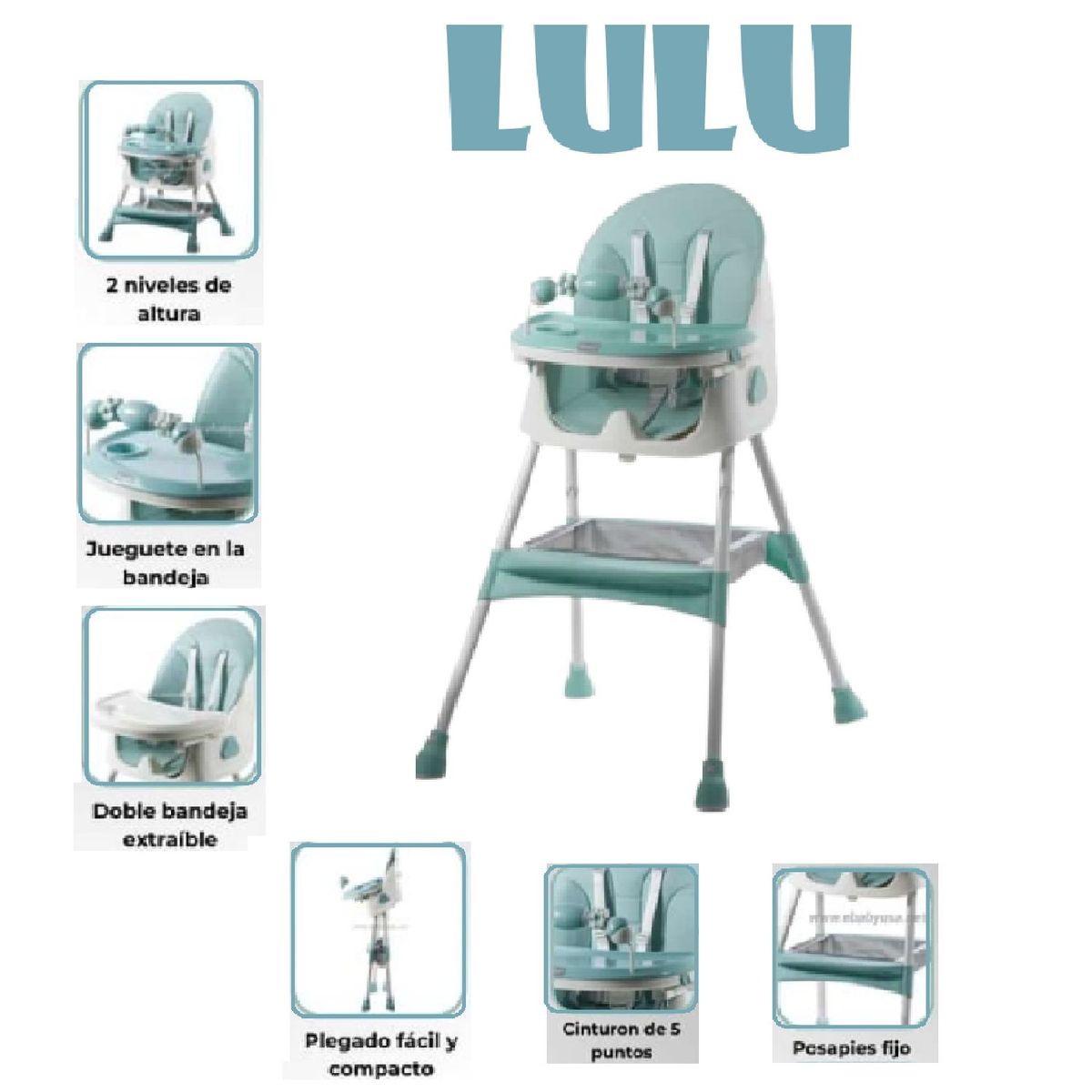EBABY - Silla de Comer Plegable Lulu Ebaby - Celeste