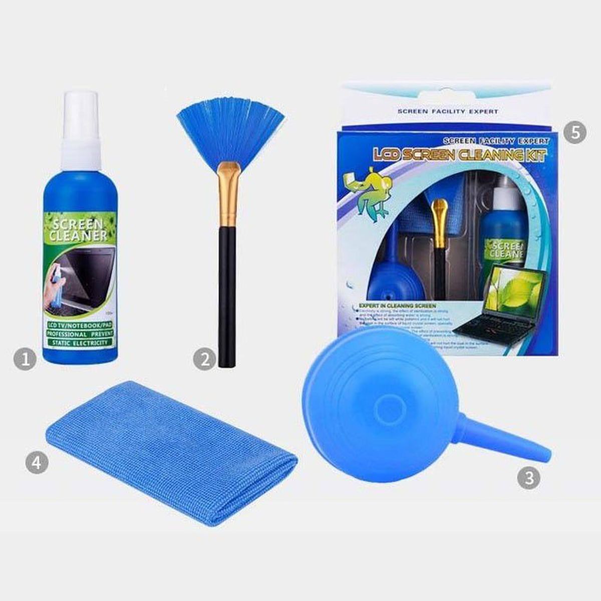 GENERICO - Kit Limpiador 4 en 1 para Laptop Pantalla de TV CELULARES En Caja