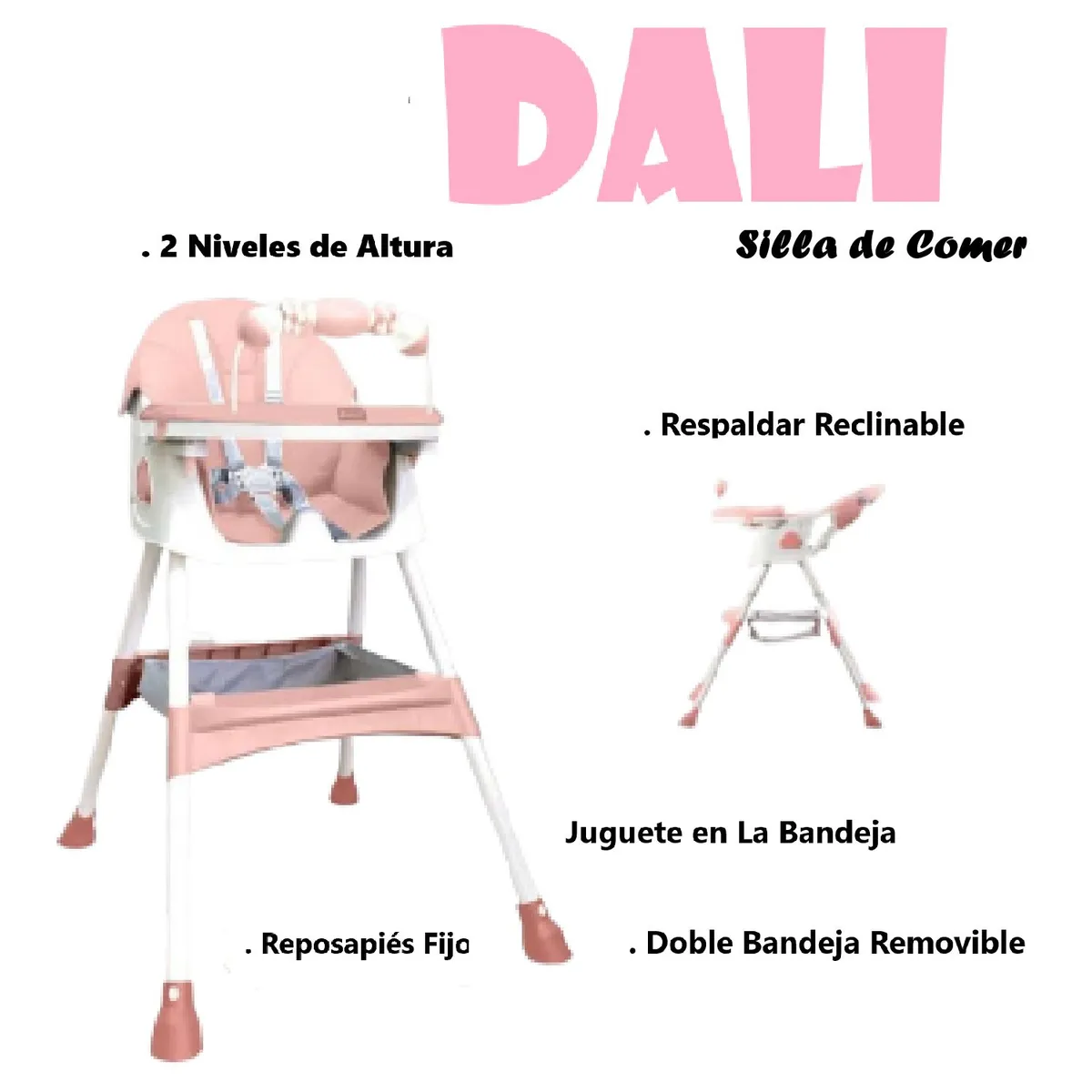 EBABY - Silla de Comer Reclinable Dali Ebaby - Rosado