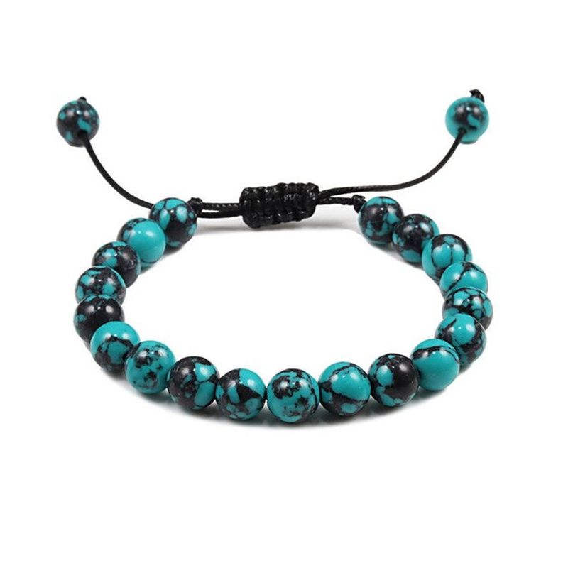 GENERICO - Pulsera Piedras Naturales Howlita Verde Cuerda - Unisex