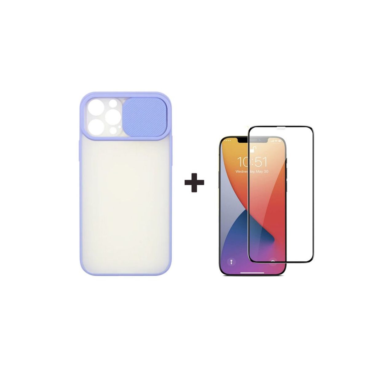 GENERICO - Funda Matte Y Vidrio Templado iPhone 12 Pro Lila