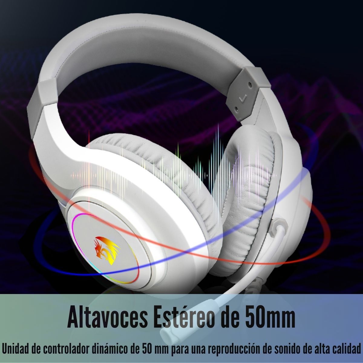 REDRAGON - Redragon - Audífono Hylas H260 RGB Multiplataforma - Blanco
