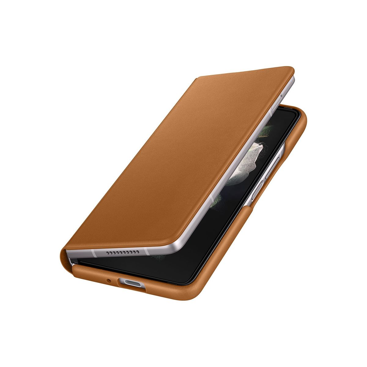 SAMSUNG - Funda Flip Cover de Cuero Samsung Galaxy Z Fold 3 Original (Mostaza)