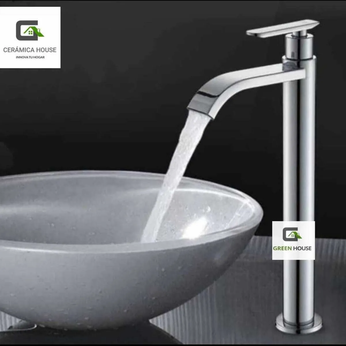 GREEN HOUSE - GRIFERIA DE LAVATORIO TIPO CASCADA ALTO CROMADO AGUA FRIA
