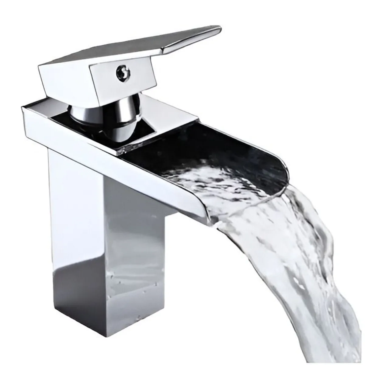 GENERICO - Mezcladora Monocomando De Lavatorio caida cascada cuadrada Baja