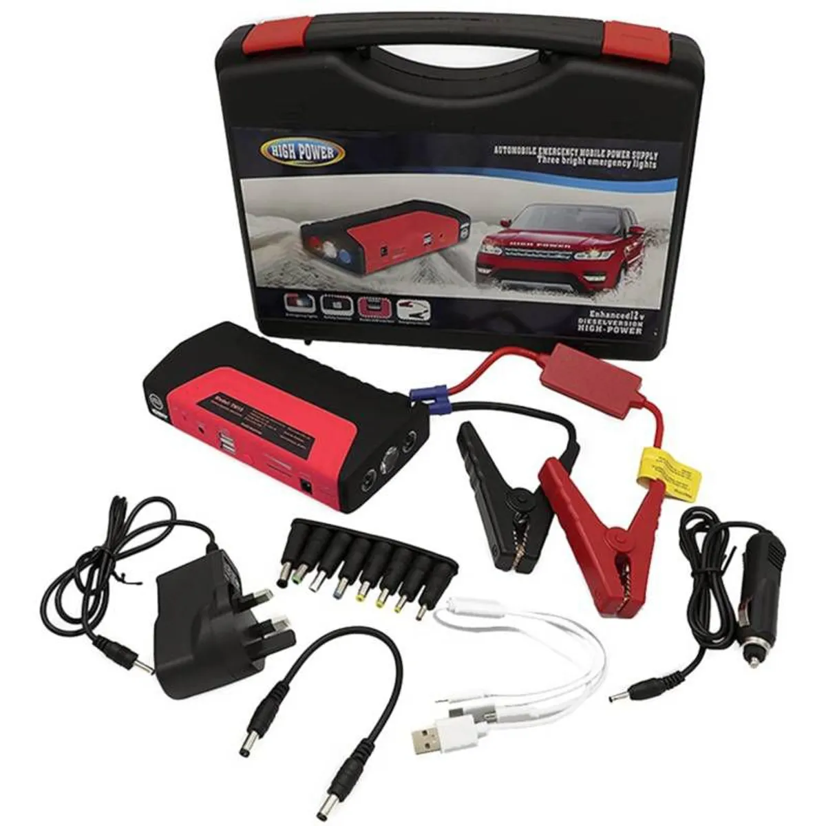 GENERICO - Arrancador Bateria Auto Powerbank Martillo Linterna Cargador