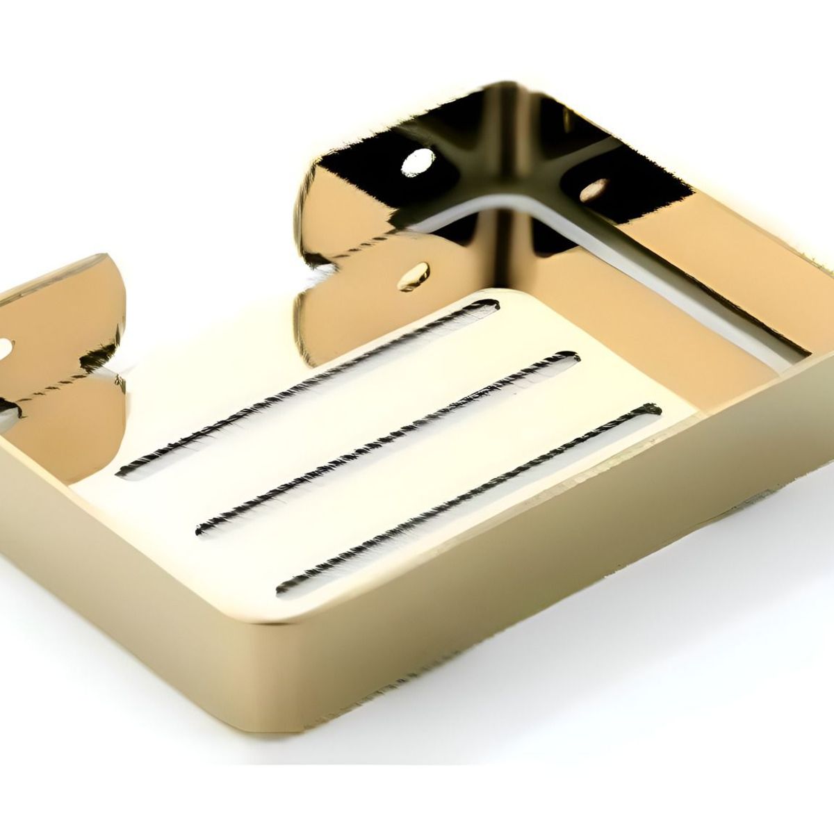 GREEN HOUSE - Jabonera rectangular de acero inoxidable 304 dorado brillante