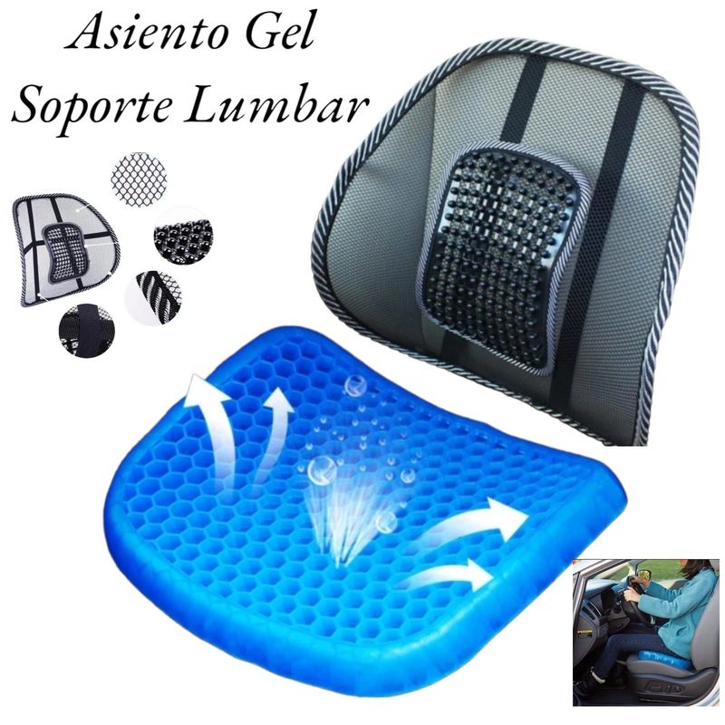 OEM - Cojín Asiento de Gel Ergonómico y Soporte Lumbar para sillas