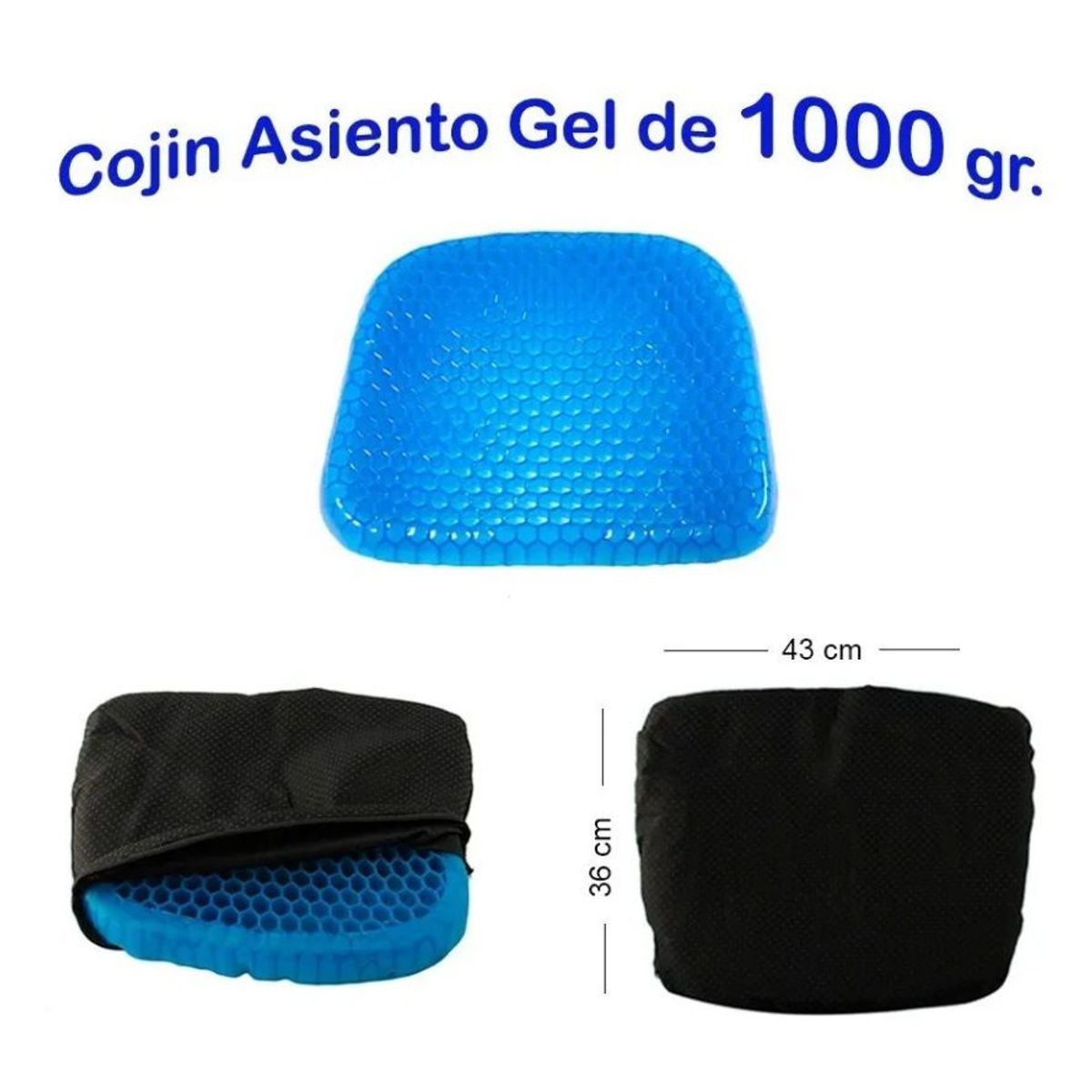OEM - Cojín Asiento de Gel Ergonómico para silla de 1000 grs