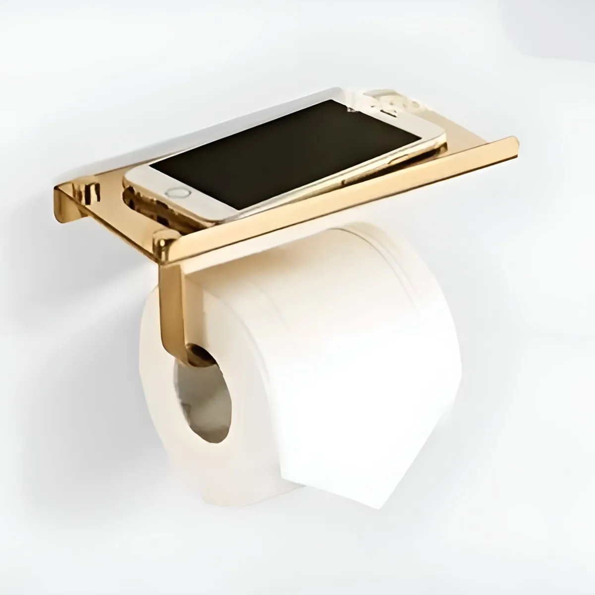 GREEN HOUSE - Portapapel higienico dorado brillante con soporte multiuso sus 304