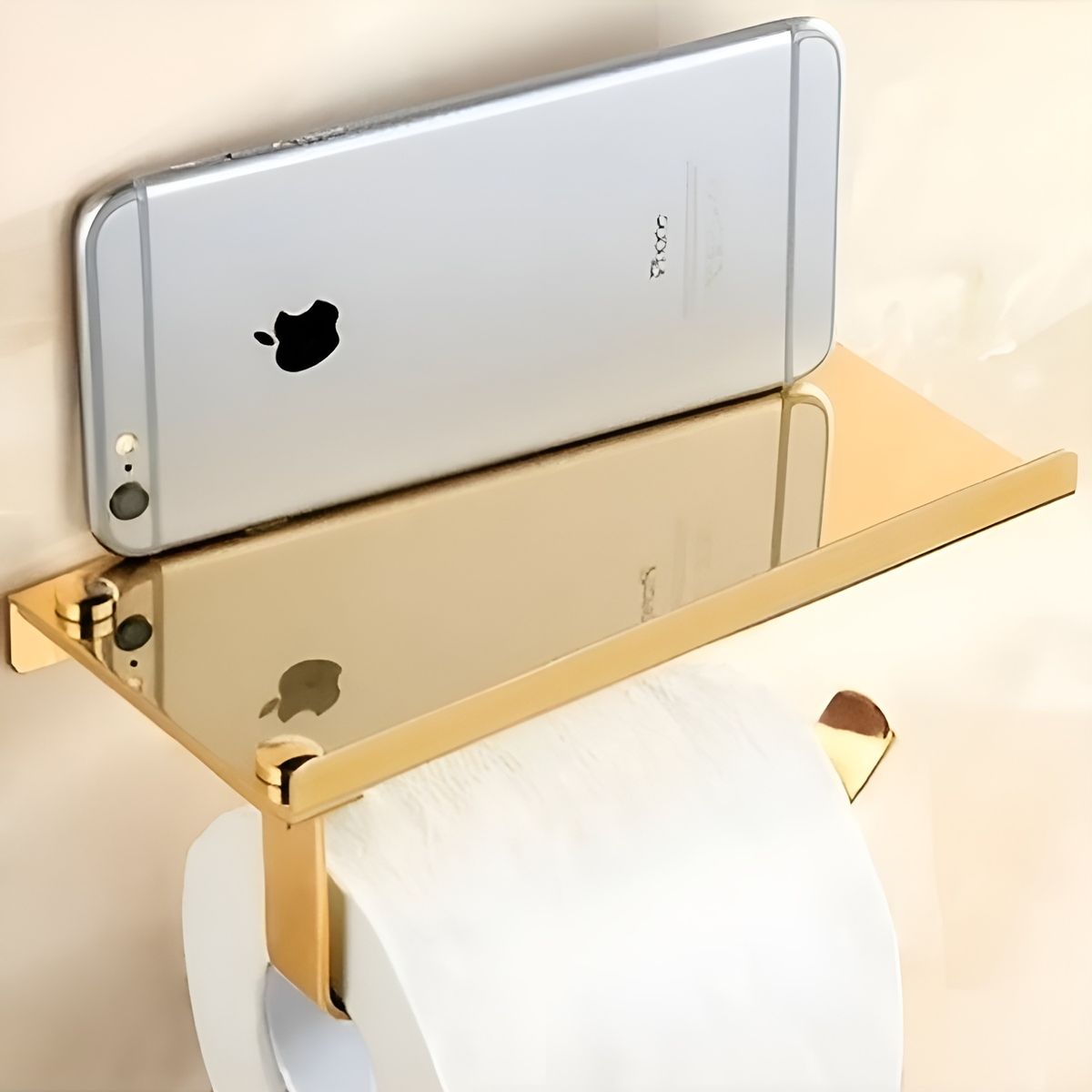 GREEN HOUSE - Portapapel higienico dorado brillante con soporte multiuso sus 304