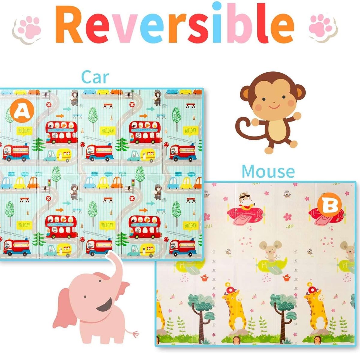 GENERICO - Alfombra de Juego para Bebé Plegable Portátil Reversible