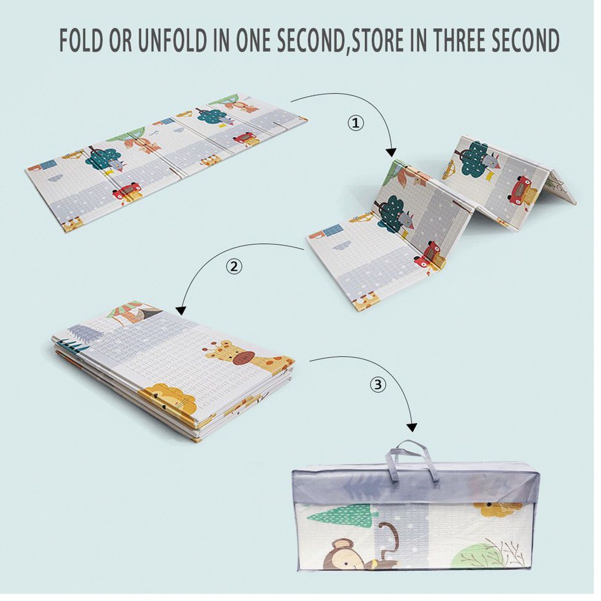 OEM - Alfombra de Juego para Bebé Plegable Portátil Reversible