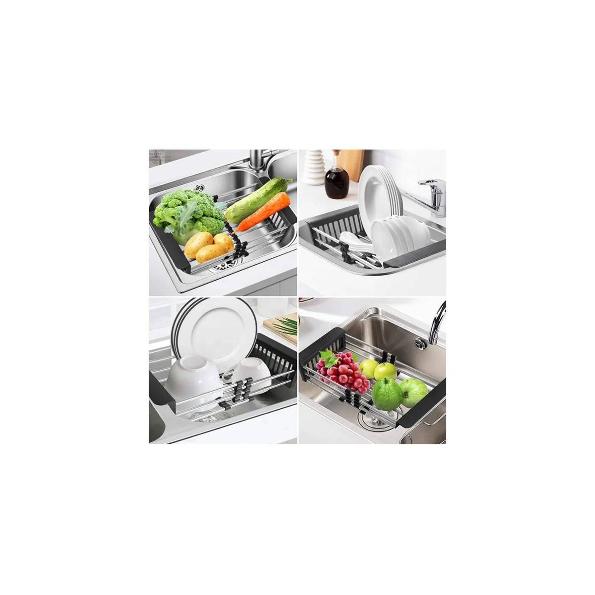 GENERICO - Escurridor Soporte Expandible de Fregadero para Platos Verduras Frutas