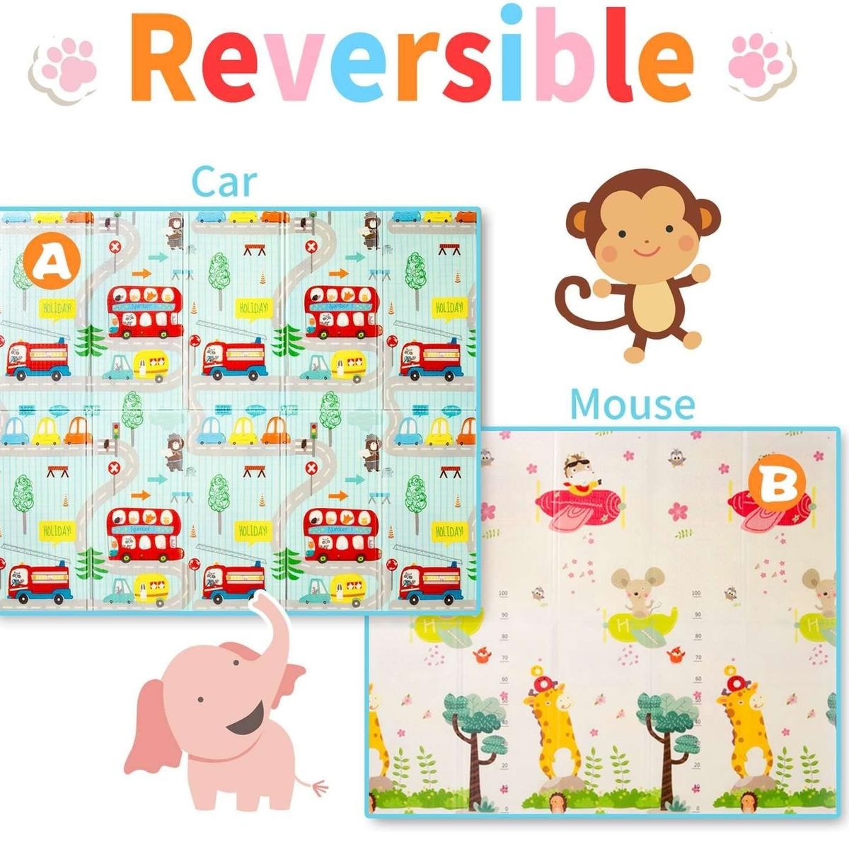 GENERICO - Alfombra de Juego para Bebé Plegable Portátil Reversible