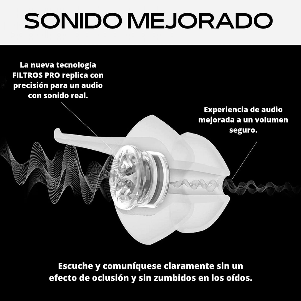 EAR PEACE - Tapones de Oìdos para Músicos Sonidistas Conciertos Antiruido Filtro de Reducciòn de 20dB MUSIC PRO