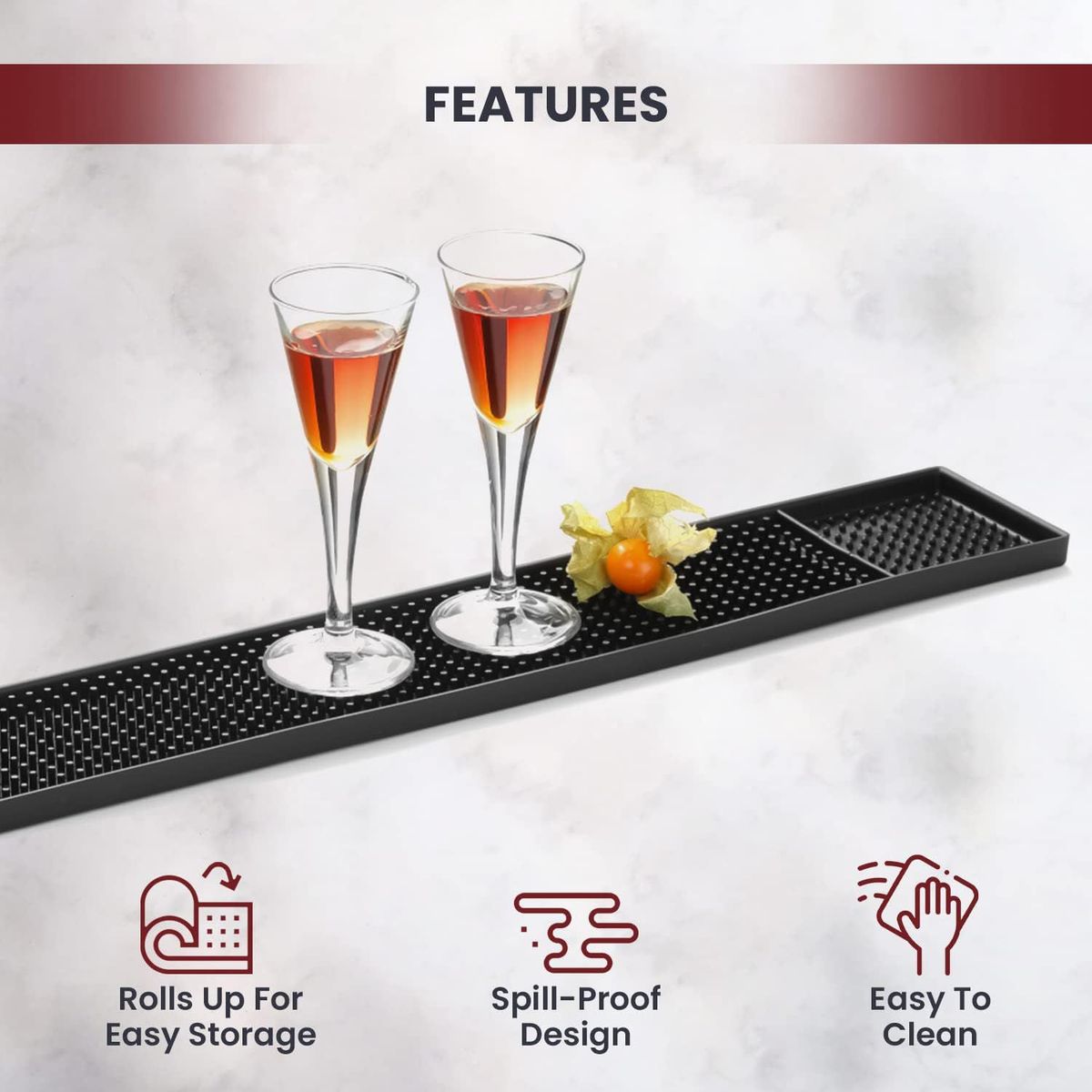 GENERICO - Bar mat tapete alfombra para cocteleria modelo largo de PVC