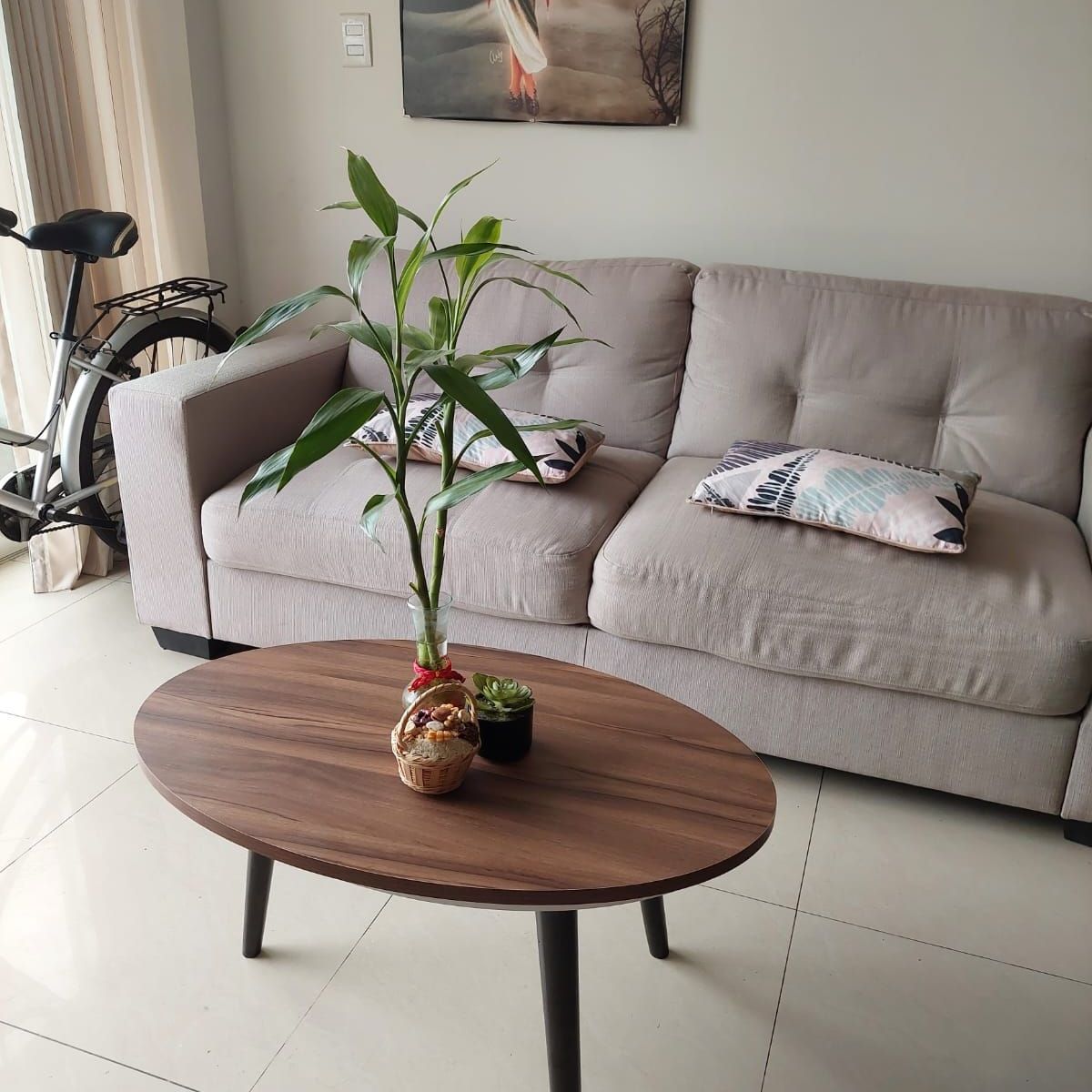 GENERICO - Mesa de centro ovalada marrón