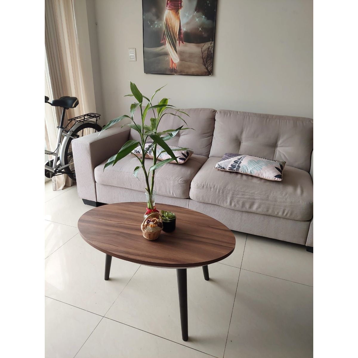 GENERICO - Mesa de centro ovalada marrón