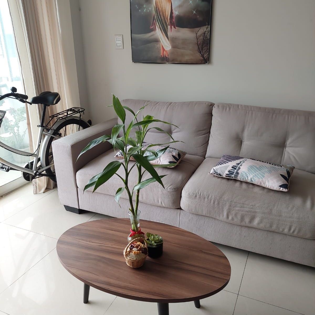 GENERICO - Mesa de centro ovalada marrón