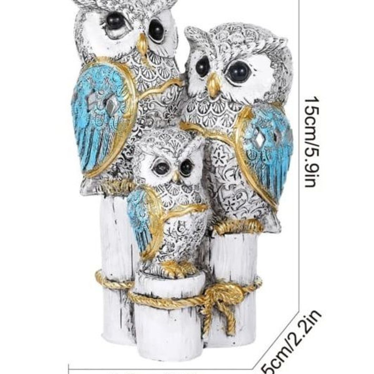 GENERICO - Adornos set de búhos sabios celeste