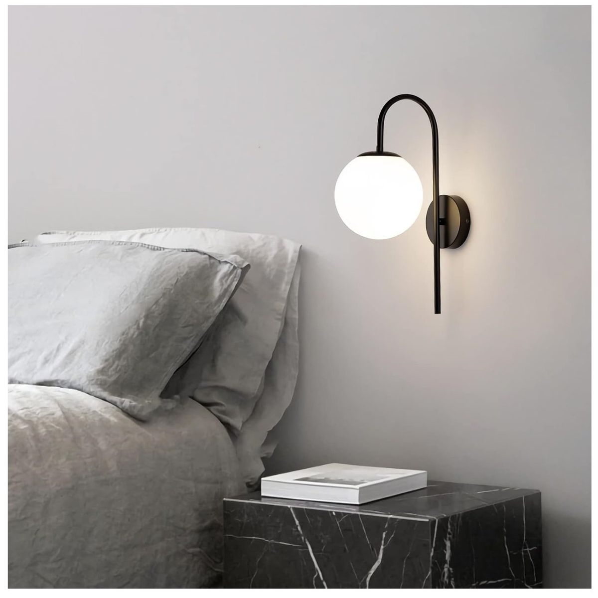 GENERICO - Lámpara de pared color negro modelo bola de cristal