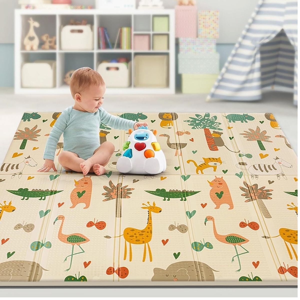 GENERICO - Alfombra de Juego para Bebé Plegable Portátil Reversible