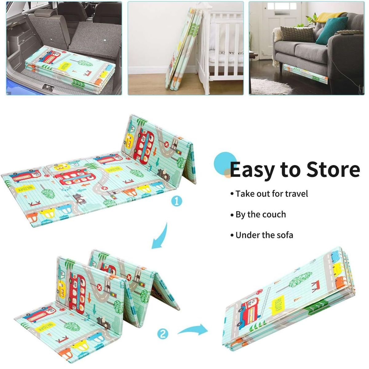 OEM - Alfombra de Juego para Bebé Plegable Portátil Reversible