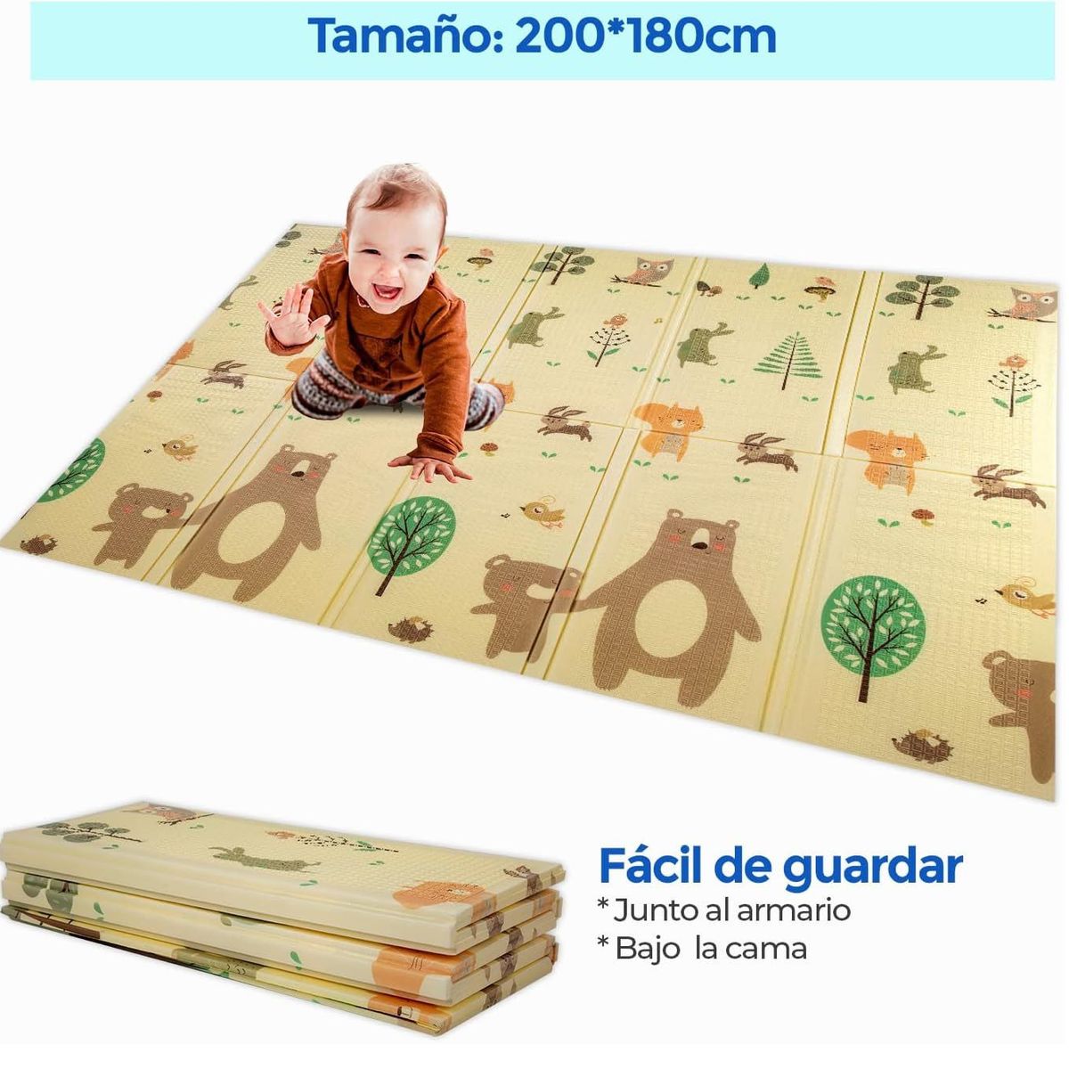 OEM - Alfombra de Juego para Bebé Plegable Portátil Reversible