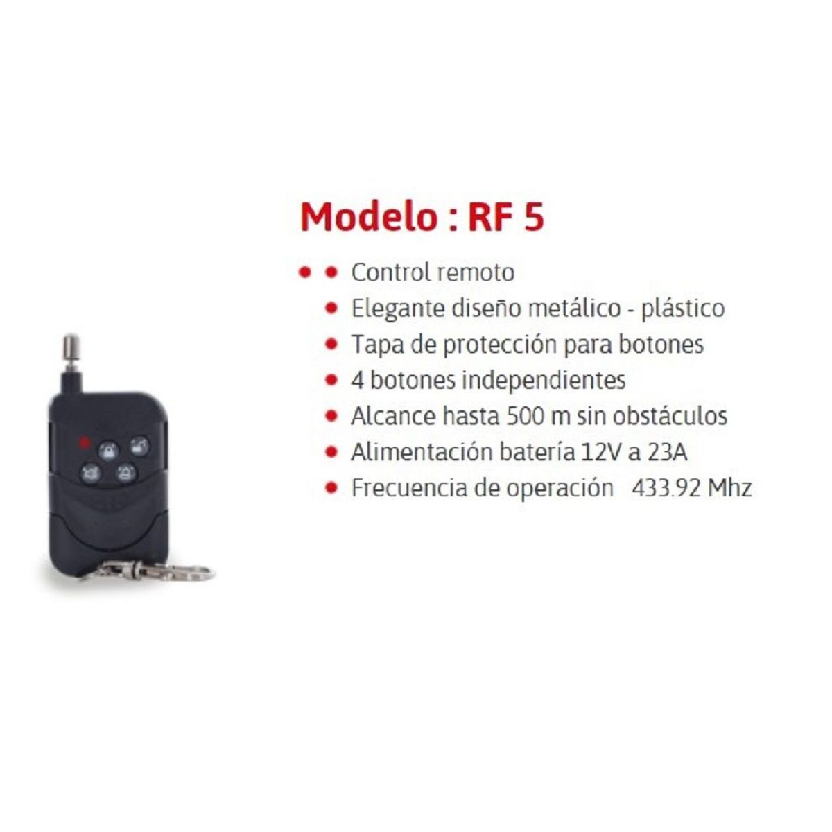 GENERICO - Control Remoto para panel alarma Linseg RF5 500 mtrs