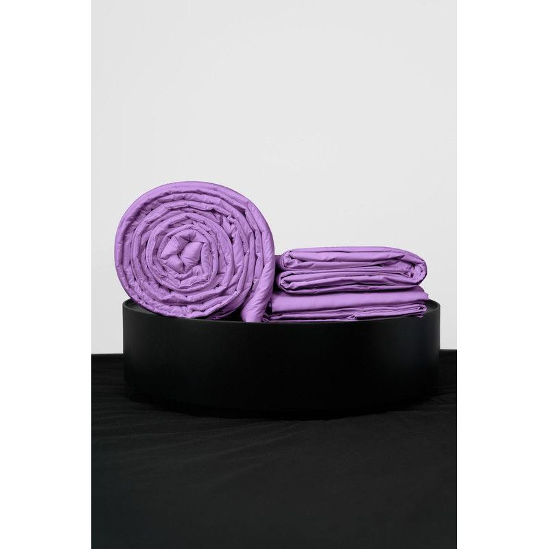 COBITEX HOME - Sábanas + Plumón Hipoalergénico + Funda Plumón Queen Lila 100% Algodón