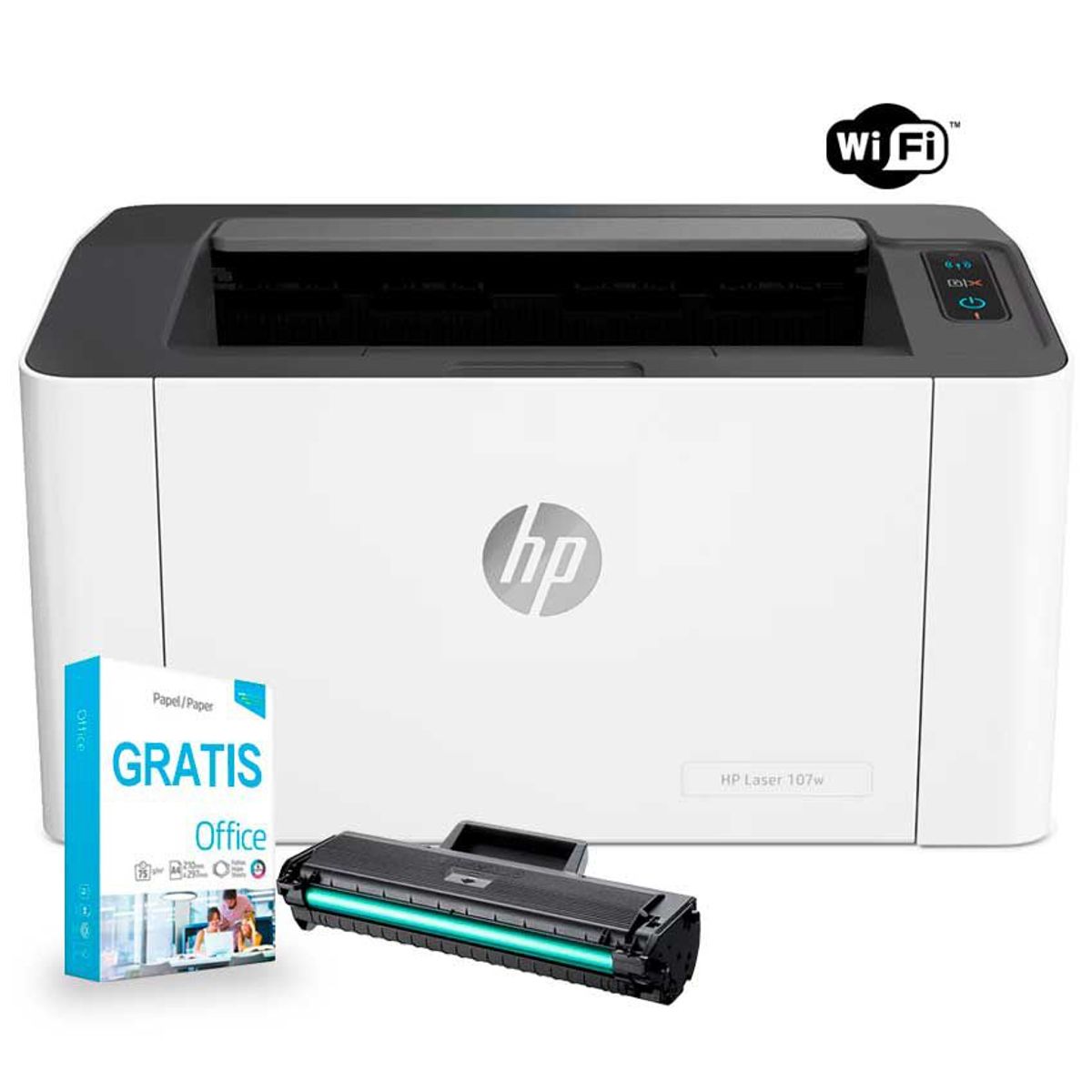 HP - Impresora HP 107W Láser WI-FI Monocromático