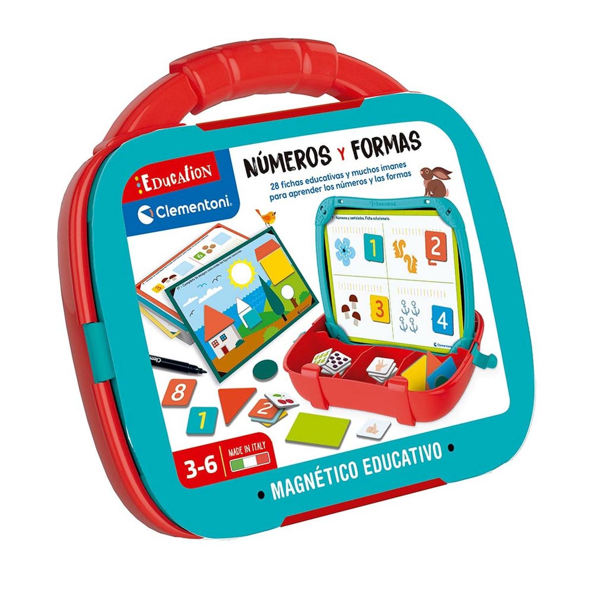 CLEMENTONI - Clementoni Juego Educativo Maletín Magnético Números y Formas