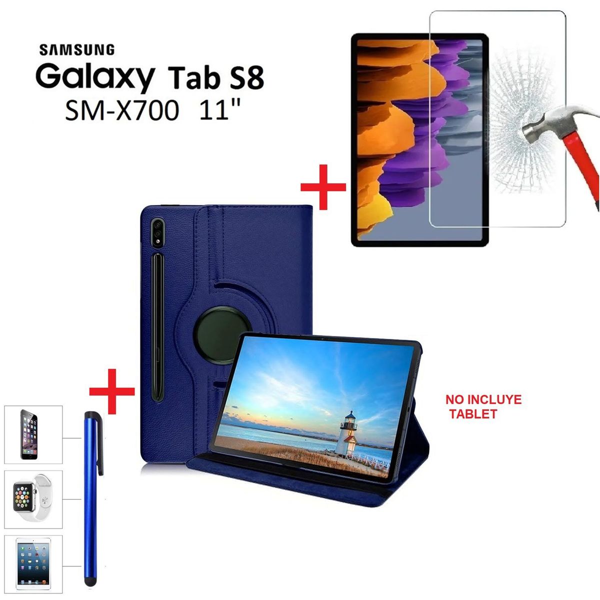 GENERICO - Funda + Mica + Lapiz para Samsung Tab S8 11.0 SM-X700 Protector Case