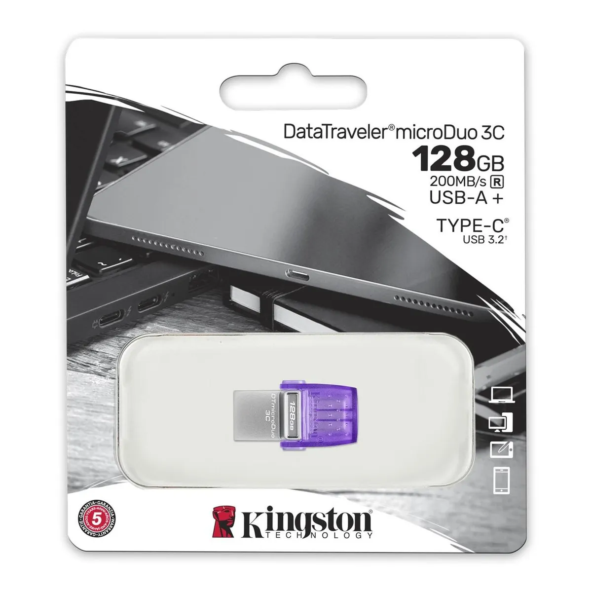 KINGSTON - Memoria USB Duo Kingston 128GB USB 3.2
