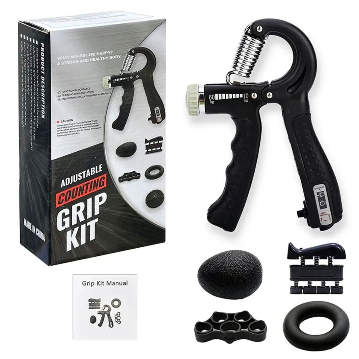 ALPHA GYM - Set de 5 Hand Grips Ejercitadores de manos, dedos