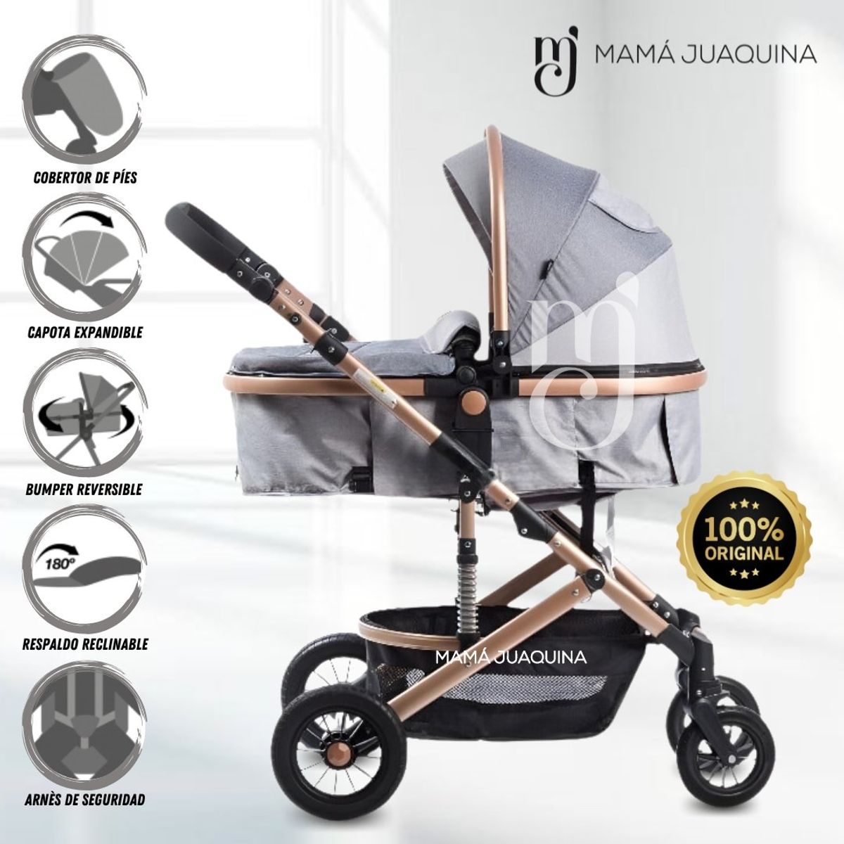 EBABY - Coche Cuna Moisés de Lujo «COMFORT» Gray