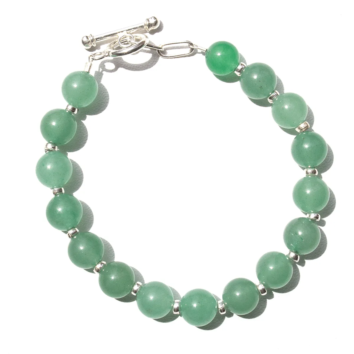 GENERICO - Pulsera de Cuarzo Jade con Detalles en Plata 1Ley