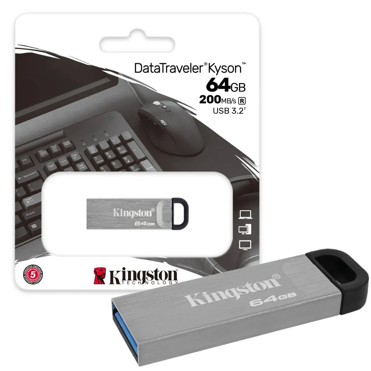 KINGSTON - Memoria USB 64GB Kingston Kyson Metal