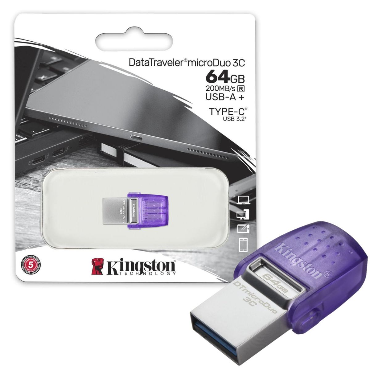 KINGSTON - Memoria USB Duo Kingston 64GB USB 3.2