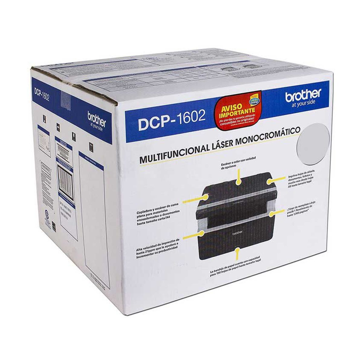 BROTHER - Impresora BROTHER DCP 1602 Láser Multifuncional Monocromático