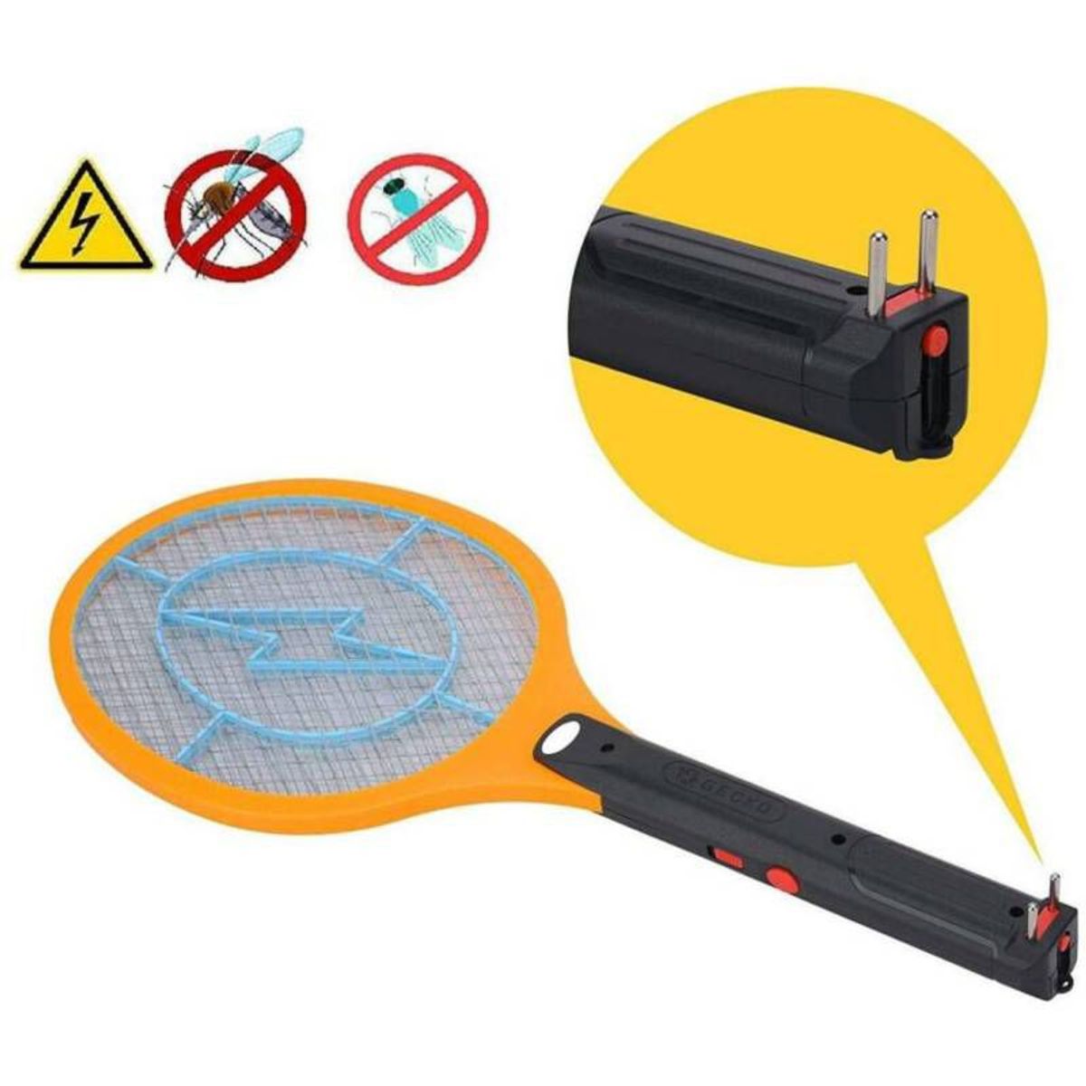 GENERICO - Raqueta eléctrica 46cm matamoscas y recargable