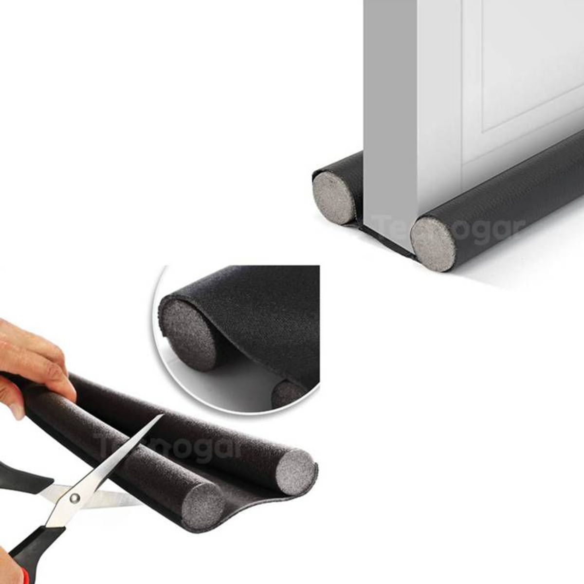 GENERICO - Burlete Flexible de Espuma 95cm Protección Sellado de Puerta Negro