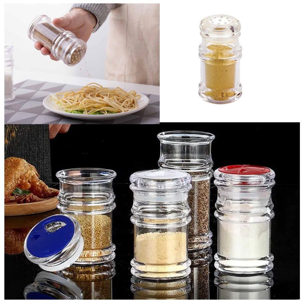 TODO FIT - Condimentero Transparente para Especias Salero de Plástico