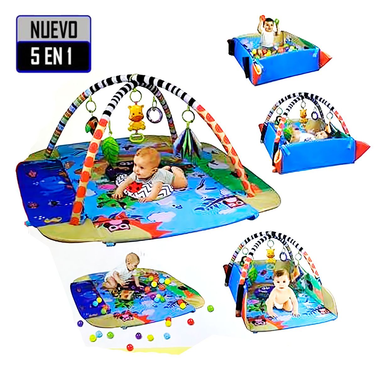 IDEAL - Gimnasio Ideal para Bebé multifunción 5 en 1 Azul