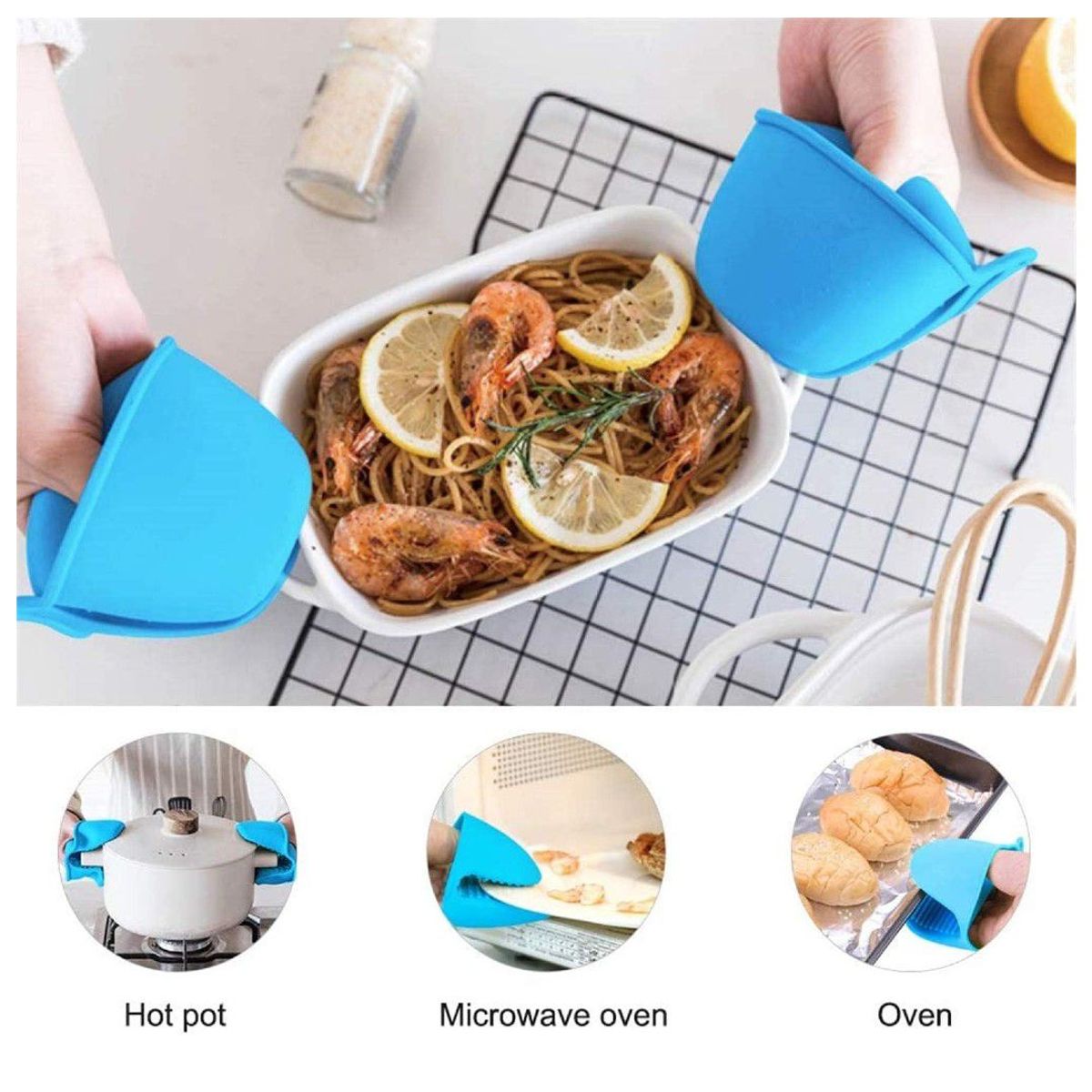 TODO FIT - Mini manoplas de horno cocina agarrador de silicona x2