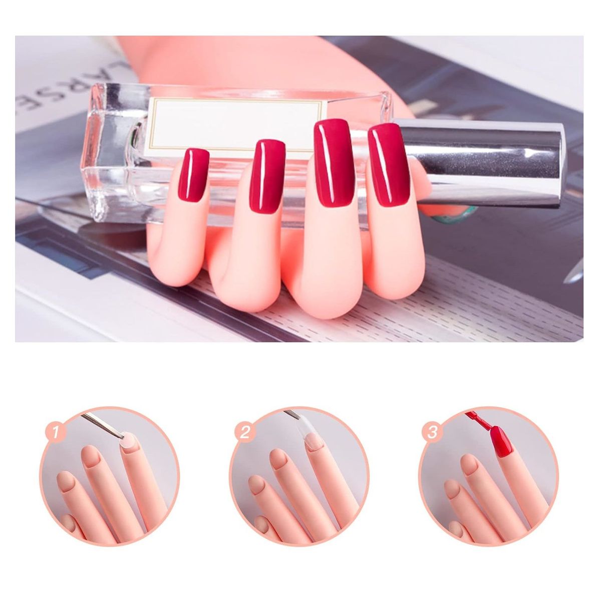 GENERICO - Mano de silicona de práctica para uñas acrílicas y manicura